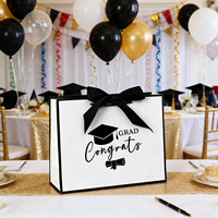 Sac en papier cadeau écologique avec logo personnalisé, Caja Regalo, souvenir de cérémonie de remise des diplômes, ruban en satin de luxe, emballage de fête, sac fourre-tout