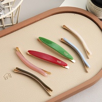Pince à cheveux coréenne exquise, simple et élégante pour enfants, petite pince latérale en forme de feuille de saule, en acétate fin et long, pour fêtes