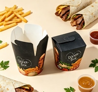 Conteneur à emporter en papier kraft écologique avec poignée, impression de logo personnalisée, pour sushis, kebabs, doner, pâtes, nouilles