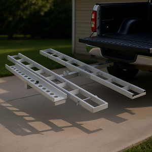 Support de Transport Moto DB Wholesale à Fixation sur Attelage, Capacité 600 LBS, Rampe de Transport pour Moto Tout-Terrain, Scooter, Deux Véhicules - Product Image 2