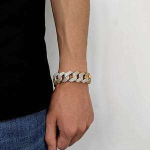 Pulsera Hip Hop de 19 mm con Cierre de Resorte, Cadena Cubana de Cuatro Hileras con Zirconia en Forma de Rombo, Joyería para Hombre, Tanjing - Product Image 4