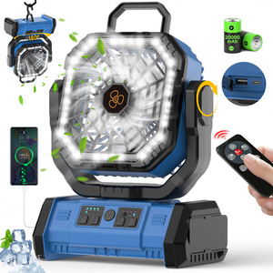 20000mAh battery-powered USB rechargeable portable <b>table</b> fan with LED light, suitable for RV and <b>car</b> use, four fan speeds. - Product Image 4