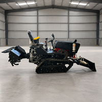 Tracteur à chenilles multifonctionnel 50 CV certifié CE, avec rotoculteur et chenilles en caoutchouc, idéal pour vergers et serres - Vente chaude