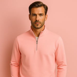 Personalizable 1/4 Zip Man Golf Pullover Ligero Rosa Fruta Correr Deportes Sudadera Otoño Manga Larga Poliéster Personalizado - Product Image 1