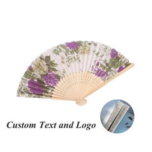 Éventail pliant en soie pour promotion de mariage, éventail à main en bambou - Product Image 1