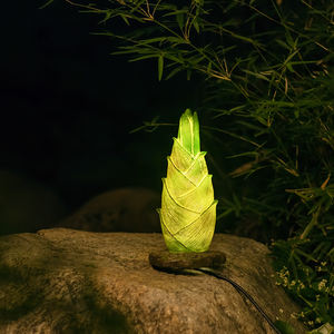 Lampes de jardin en bambou, lampes solaires en résine et fibre de verre LED pour l'extérieur, éclairage paysager électrique pour pelouse - Product Image 5