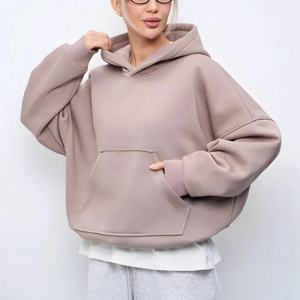 Sudadera informal con <span class=keywords><strong>capucha</strong></span> <span class=keywords><strong>de</strong></span> color sólido para mujer Sudadera corta con dobladillo con cordón <span class=keywords><strong>de</strong></span> gran tamaño con bolsillo - Product Image 6
