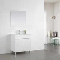 Armoire de toilette de luxe légère flottante simple sur pied PVC blanc gris armoire de toilette de salle de bain