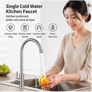 <span class=keywords><strong>Robinet</strong></span> de <span class=keywords><strong>cuisine</strong></span> en acier inoxydable brossé, <span class=keywords><strong>eau</strong></span> froide, avec logo personnalisé, vente en gros <span class=keywords><strong>d</strong></span>'usine - Product Image 2