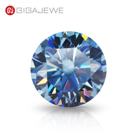 GIGAJEWE Moissanite Diamant Bleu Rond et Taille Fantaisie, Pierre Précieuse Synthétique en Moissanite pour la Fabrication de Bijoux