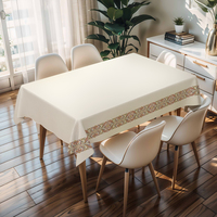 Nappe Moderne Rouge Unie Tissée RNPT avec Dos en PVC+PU, Imperméable, Anti-Taches, Anti-Huile, Jetable, Antidérapante, Épaisseur 0,5 mm
