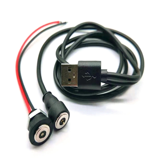 Magnetic Switch M8 Nut Fixed Magnetic Female Connector Plug USB to DC Magnetic Power Interface Charging Cable Power Pord