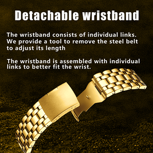 YaLaLuSi Reloj de lujo multifuncional para hombre con correa dorada <span class=keywords><strong>y</strong></span> esfera atmosférica, caja de regalo moderna <span class=keywords><strong>y</strong></span> práctica - Product Image 2