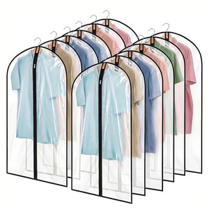 Housse de rangement pour vêtements en tissu PEVA translucide, imperméable et anti-humidité, épaisse, carrée, avec crochet, pour nettoyage à sec et protection anti-poussière - Product Image 6