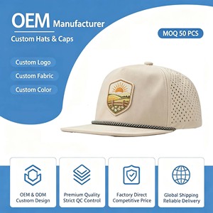OEM Factory Custom Embroidery Waterproof Laser Perforated Flat Brim Rope Hat Unisex Versatile Casual <b>Hiking</b> Surf Sports <b>Cap</b> - Product Image 1