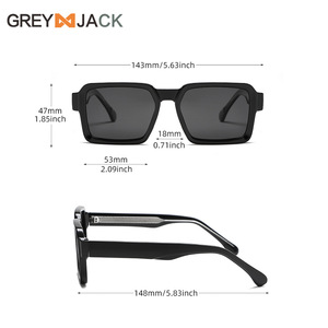 Lunettes de soleil carrées unisexes Grey Jack, monture TR, verres TAC, protection UV400, couleur noire, pour le soleil, les voyages et la mode - Product Image 5