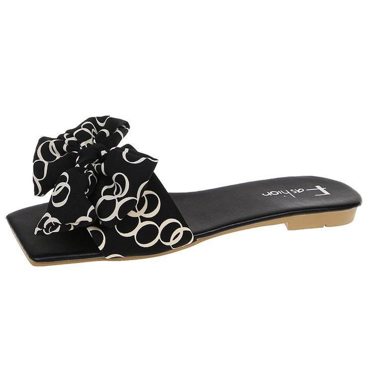 Ankis Women's Flat Sandals - Black & White Slide Sandals With Non-Slip Sole For Summer 2025