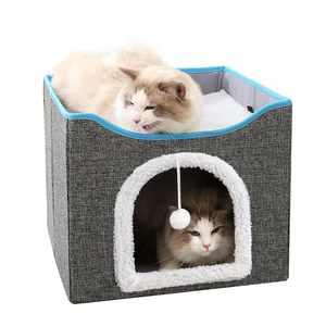 Lit pliable pour chat pour maison et meubles en <span class=keywords><strong>cube</strong></span> pour chats d'intérieur avec grattoir et tente cachée pour plusieurs petits animaux de compagnie - Product Image 1
