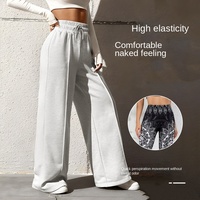 Pantalon de jogging décontracté taille haute élastique pour femme grande taille, respirant, coupe droite ample et oversize, idéal pour l'automne