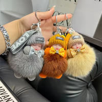 Porte-clés en peluche doux, durable et portable, avec pendentif boule renard Kawaii et adorable poupée bébé endormi, écologique, vente en gros