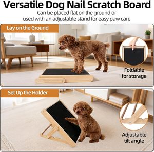 Tabla rascadora <span class=keywords><strong>de</strong></span> uñas para perros <span class=keywords><strong>de</strong></span> madera, antideslizante, con bolsa para premios, segura y <span class=keywords><strong>de</strong></span> fácil cuidado, alternativa a la cortaúñas para perros que odian que se les corten las uñas. - Product Image 4