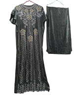 Perlenverzierte Geschlossene Abaya 2-teiliges Set Muslimische Frauen Bescheidene Maxi-Robe mit Passendem Hijab Stoff Party Eid Kleidung Großhandel