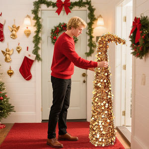 Set Dekorasi dan Perlengkapan Pesta Natal Pohon <span class=keywords><strong>Yew</strong></span> Leher Bengkok yang Dapat Diulur 1,5M, Produk Terlaris Natal - Product Image 6