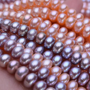 Collier simple en perles d'eau douce de 7-8 mm, semi-fini, de forme légère, couleur blanche à quatre faces - Product Image 1