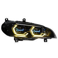 Faro Delantero LED F15 para BMW X5 E70 2007-2013, Conjunto de Faros Delanteros Mejorados con Ojos de Ángel LED 3D y Luz de Circulación Diurna DRL