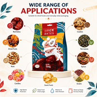 Sachet refermable personnalisé de qualité export avec fermeture éclair et trou de suspension, de qualité alimentaire, pour 500g de dattes rouges, fruits secs, sachet à huit soudures latérales