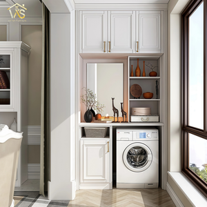 Gabinete de lavandería moderno de diseño popular con puerta de laca de MDF Diseño personalizado <span class=keywords><strong>para</strong></span> <span class=keywords><strong>lavadora</strong></span> <span class=keywords><strong>y</strong></span> <span class=keywords><strong>secadora</strong></span> - Product Image 6