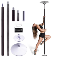 Barre de danse abdominale en acier, noire, en silicone antidérapant, rotative, portable, accessoire de danse pour la maison
