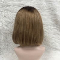 Perruque Lace Front Courte Brésilienne Colorée en Cheveux Humains Vierges Indiens, Modèle Bob, Cheveux Humains Mélangés, Meilleures Ventes en Gros