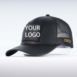 مصنع بيع بالجملة مخصص الجلود شارة التصحيح الفيلكرو 6 لوحة قبعات سائقي الشاحنات الذكور - Product Image 2