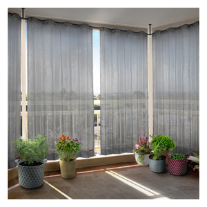 Grey HDPE Eyelet Outdoor Curtains 150 GSM with Modern Shade Protection Weather Resistant Fabric and Elegant Outdoor Living Style - Product Image 1