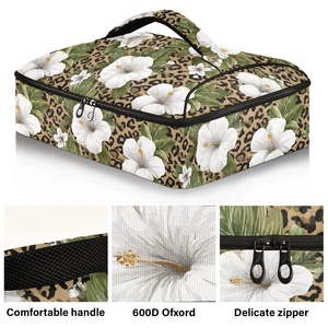 Sac isotherme personnalisé hawaïen en aluminium avec motif de fleur de Hau blanche, sac isotherme pour transporter des pizzas et des casseroles, livraison incluse - Product Image 2