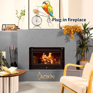 Moderna ghisa incastonata stufa a legna con vero fuoco per il riscaldamento domestico e l'arredamento in ville autocostruite - Product Image 3