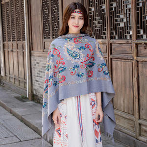 Chal de Pashmina de Cachemira con Bordado Retro de Anacardo al Por Mayor, Bufanda Larga de Invierno con Diseño Floral para Mujer - Product Image 2