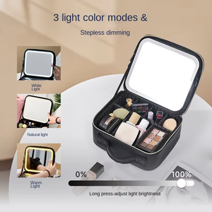 Hộp đựng mỹ phẩm LED cao cấp, dung tích lớn, có gương đèn, kiểu dáng mới, di động, chất liệu da, dành cho xuất khẩu - Product Image 4