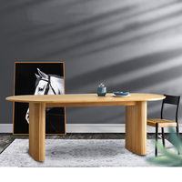 Mesa de comedor de madera maciza Simple nórdica, muebles ovalados ensamblados de diseño minimalista moderno de alta calidad para el hogar o la oficina