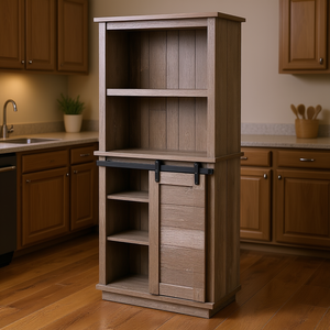 Aparador de Cocina Rústico Vintage de Madera de 64.5 Pulgadas con Puerta Corredera Estilo Granero y Estante Ajustable - Product Image 2