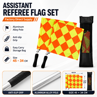 Drapeaux d'arbitre en acier inoxydable et mousse ABS à motif quadrillé, faciles à transporter pour les matchs de football
