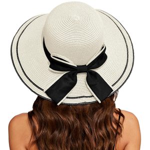 Phụ Nữ Của Bow Bãi Biển Mặt Trời <span class=keywords><strong>Hat</strong></span> Rộng vành Có Thể Gập Lại Mềm Đĩa Bãi Biển Rơm <span class=keywords><strong>Hat</strong></span> Lớn vành Làm Vườn Du Lịch Di Động <span class=keywords><strong>Hat</strong></span> - Product Image 1