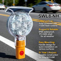 Balise solaire étanche à LED, lampe stroboscopique d'avertissement de signalisation routière, lampe de détresse jaune avec interrupteur, produit de sécurité routière