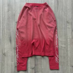 Custom Wholesale Cotton <b>Waffle</b> Knit Vintage Acid Wash Script Graphic Print Boxy Fit Oversized Mens Long Sleeve T-<b>Shirts</b> - Product Image 2