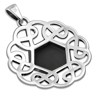 Pendentif en argent avec nœud celtique rond en onyx noir - Product Image 3