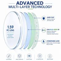 Lentilles optiques avancées 1.59 PC Blue Cut PRO, double réflexion bleu+vert SHMC, lentilles en polycarbonate incassables