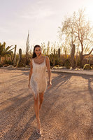 1920S Flapper Jurk Dames Gelaagd Franje Effen Halter Schouder Mouwloze Mini Cami Kwastje Bodycon Jurk