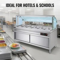 Gewerblicher 6-Pfannen Elektrischer Buffet-Wärmer Dampftisch aus 304 Edelstahl Speisenwärmer Bain-Marie für Hotels