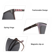Lunettes à clipser carrées arrondies avec verres solaires polarisés UV400 TAC, montures optiques en acétate, vente en gros OEM ODM